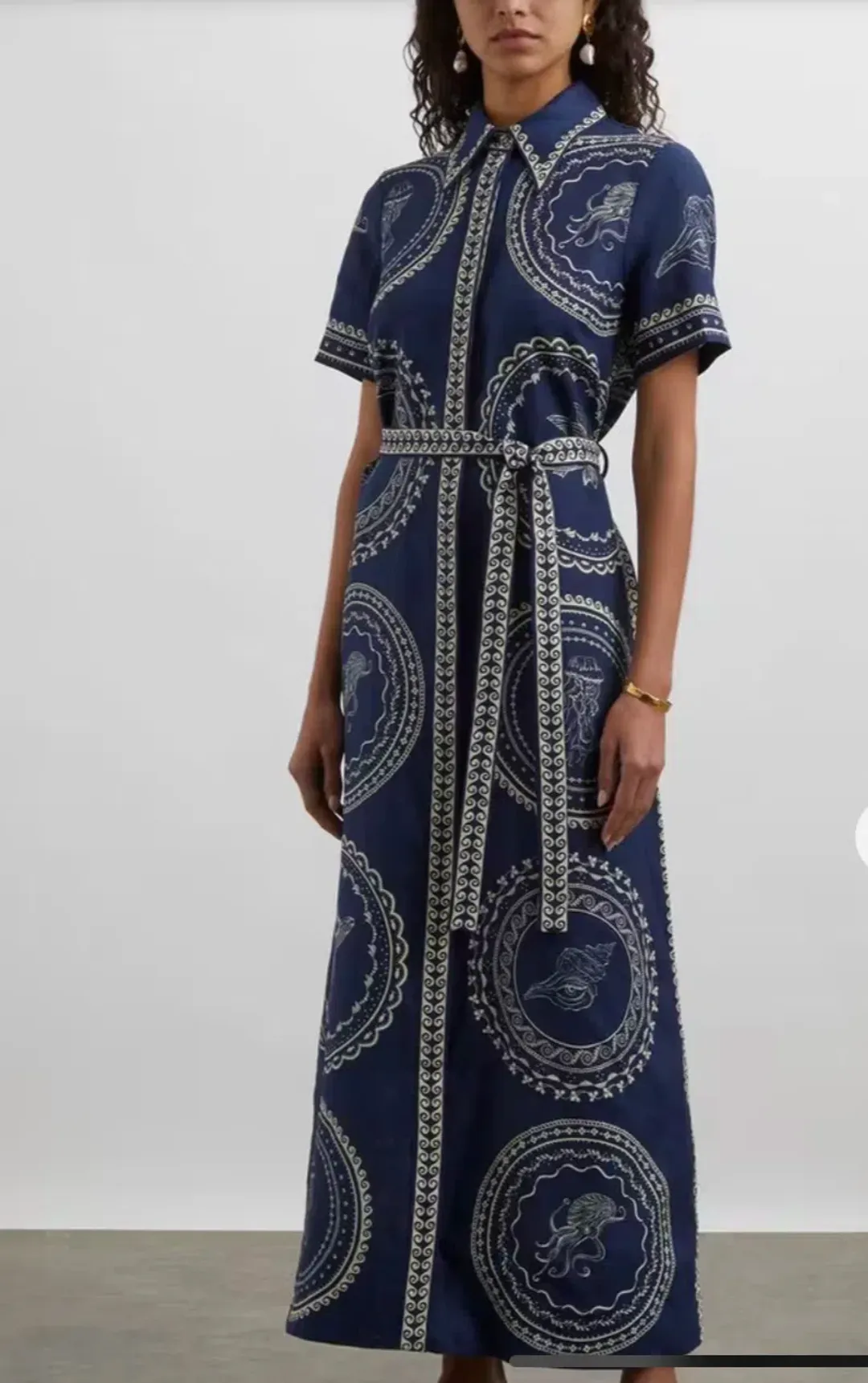 Alemais Oceane Linen Shirt Dress Blue Size 10 for rent on The Volte - main image