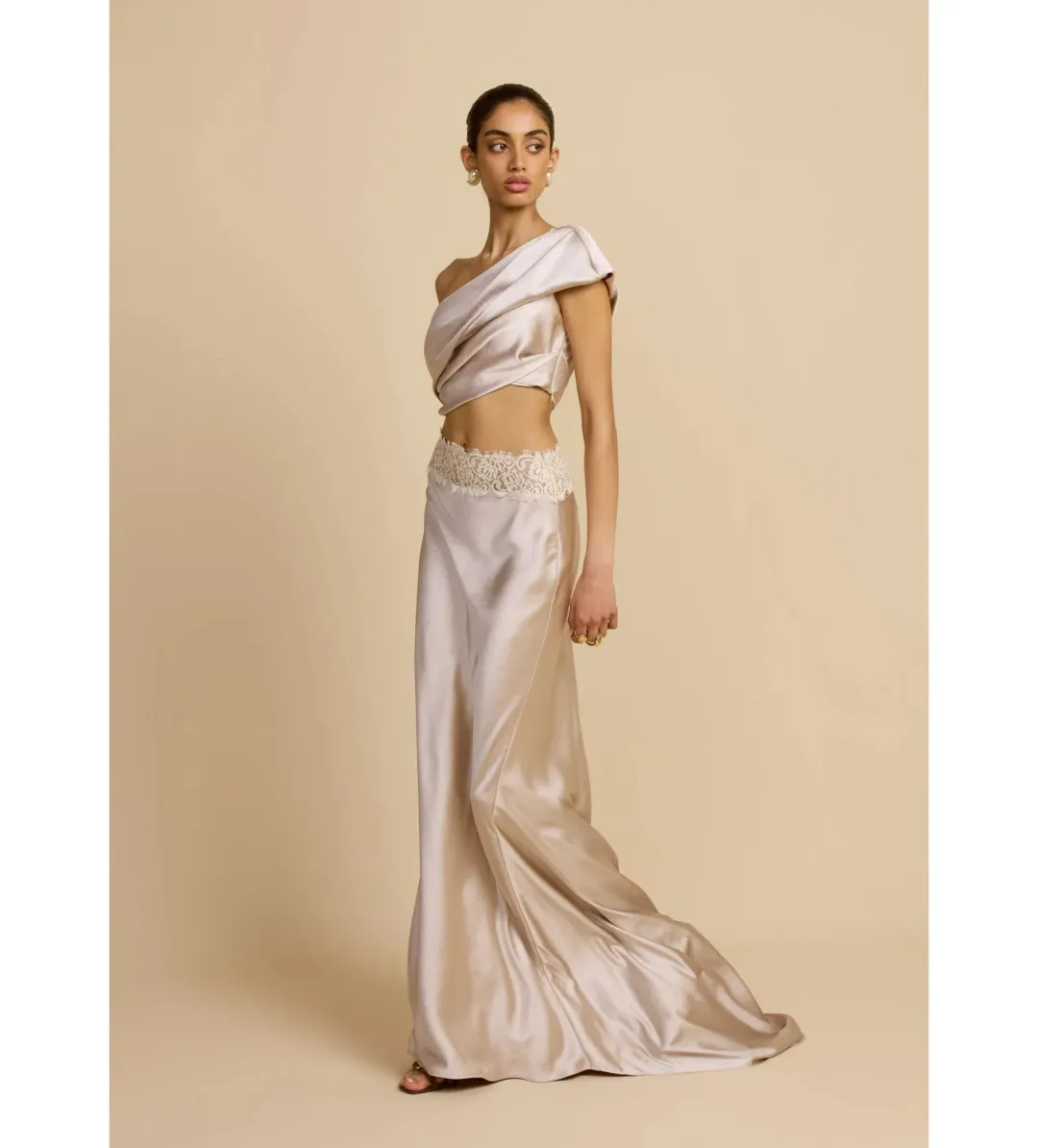 Arcina Ori Anaya Top and Maxi Skirt Set Oyster Size S AU 8 for rent on The Volte - main image