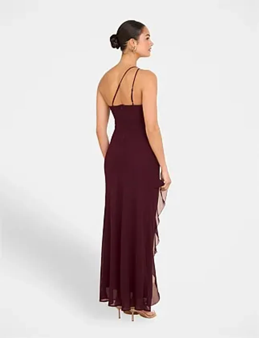 Pilgrim Dietrich One Shoulder Maxi Dress in Burgundy Size AU 14 for rent on The Volte - main image