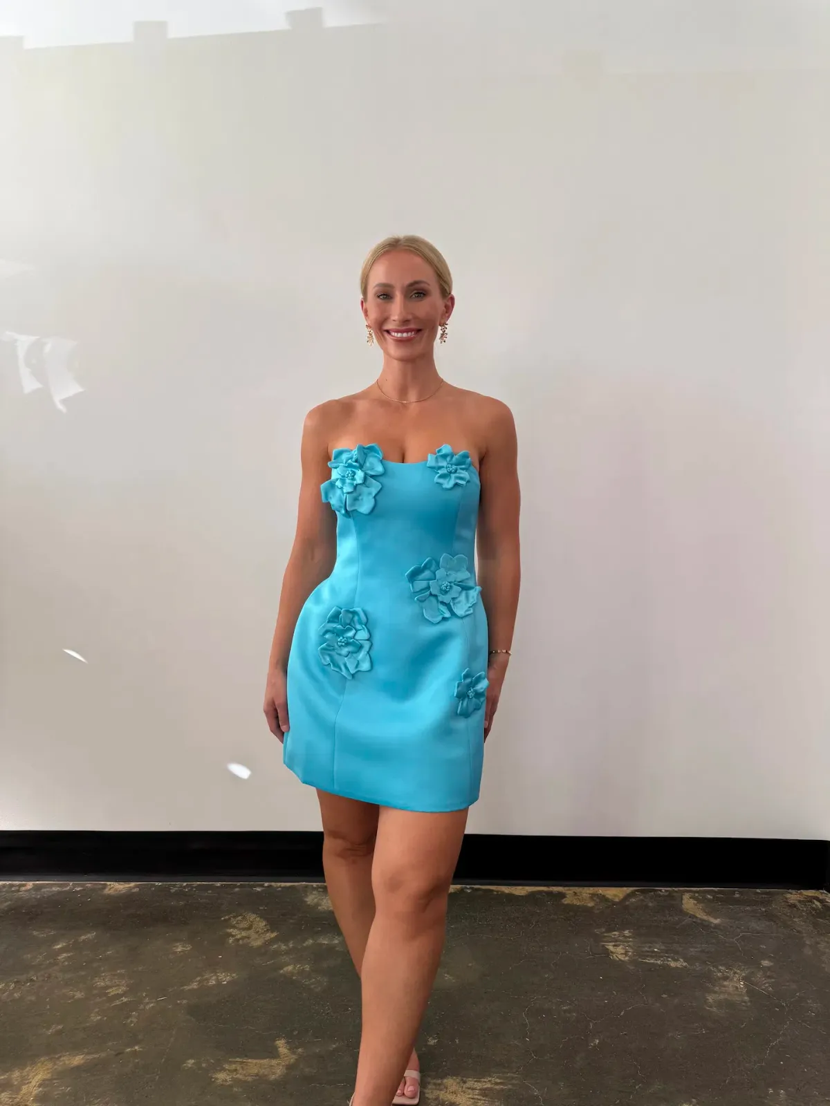 Leo Lin Rosario Petal Bustier Mini Dress Aqua Size AU 10 - Image 2