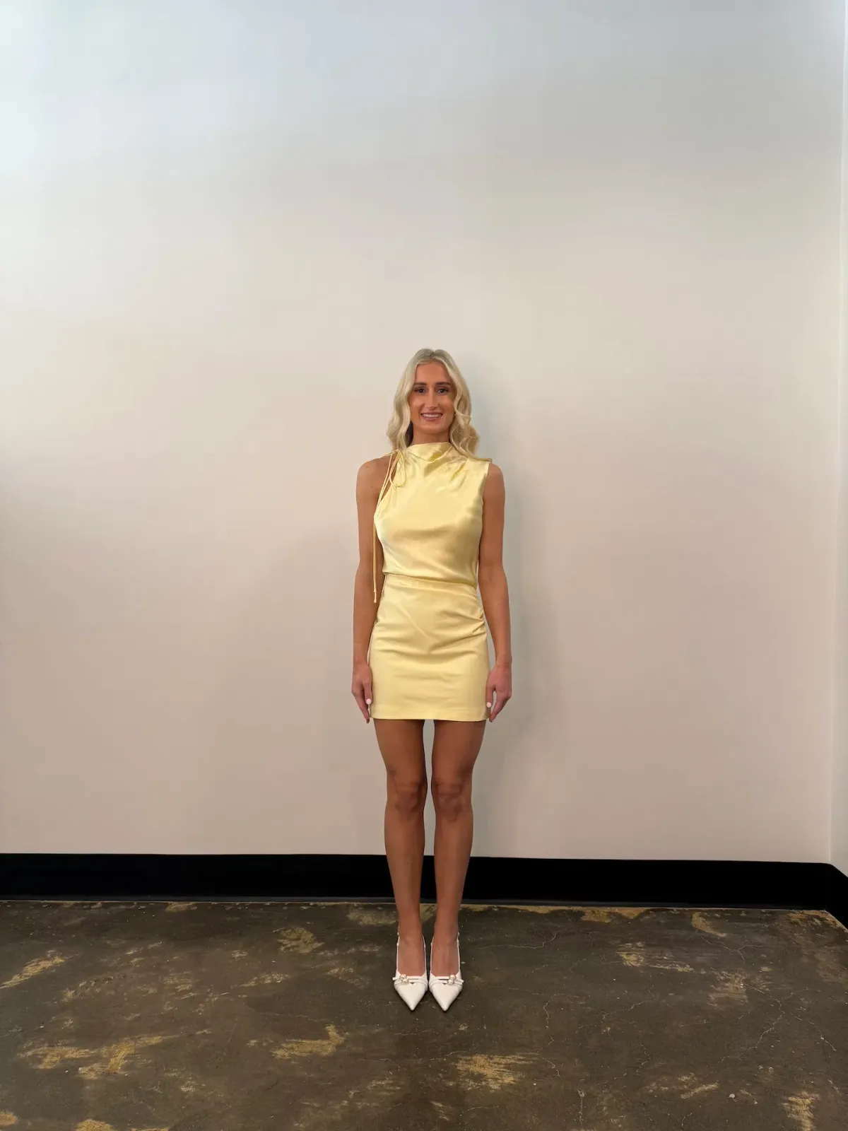 Shona Joy Dillon Cowl Mini Dress Yellow Sorbet Size 6 - Image 2
