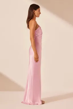Shona Joy La Lune Asymmetrical Gathered Maxi Dress in Peony Size 14 for rent on The Volte - image 3