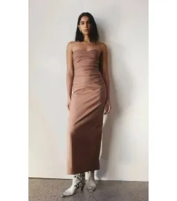 Sir the label Alba Strapless Maxi Gown in Mocha Size AU 10 for rent on The Volte - image 1