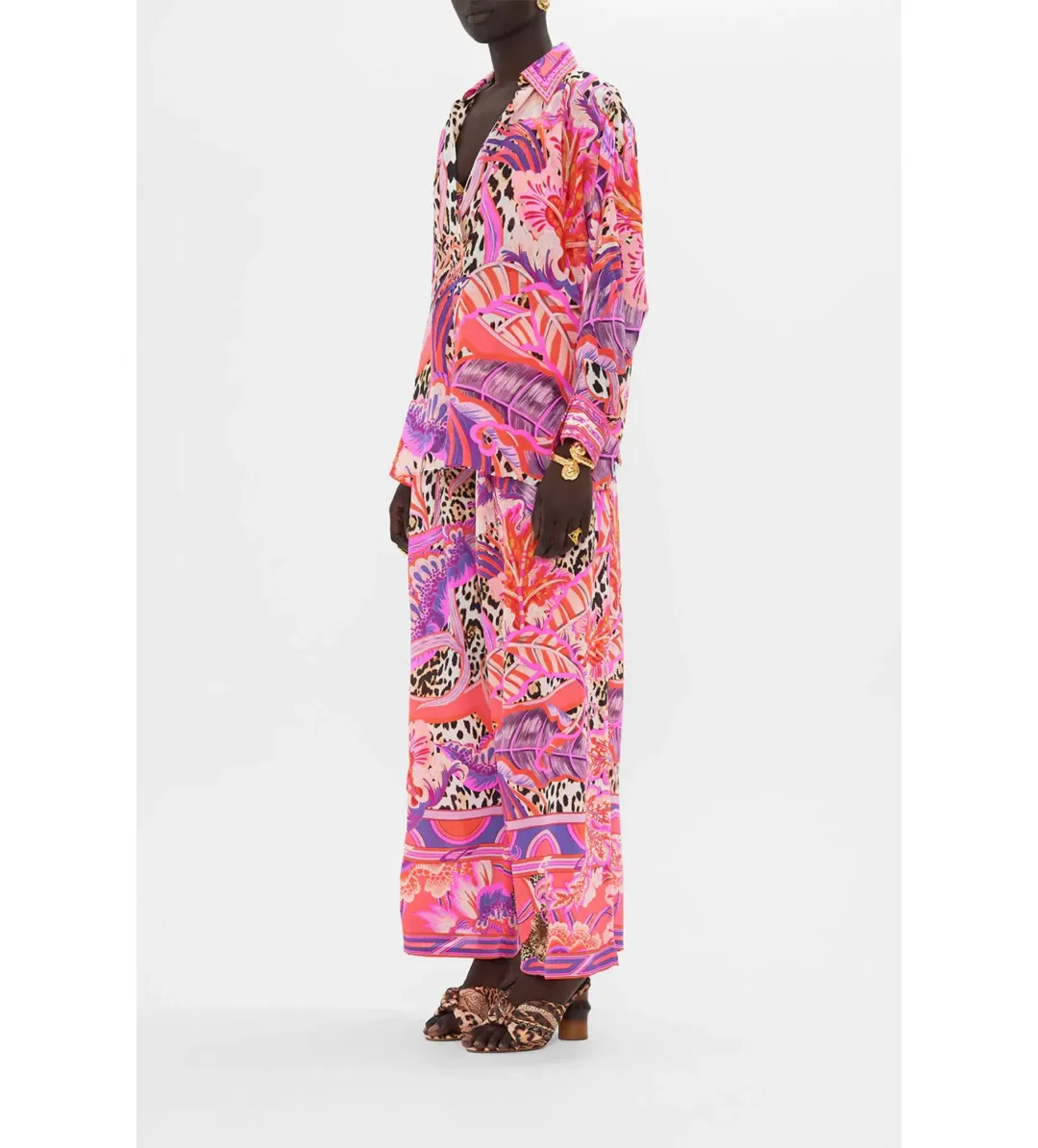 Camilla Viola Vintage Wing Collar Blouse Size XL AU 16 and Tuck Front Pant Size XXL AU 18 Set Multi Print for rent on The Volte - main image