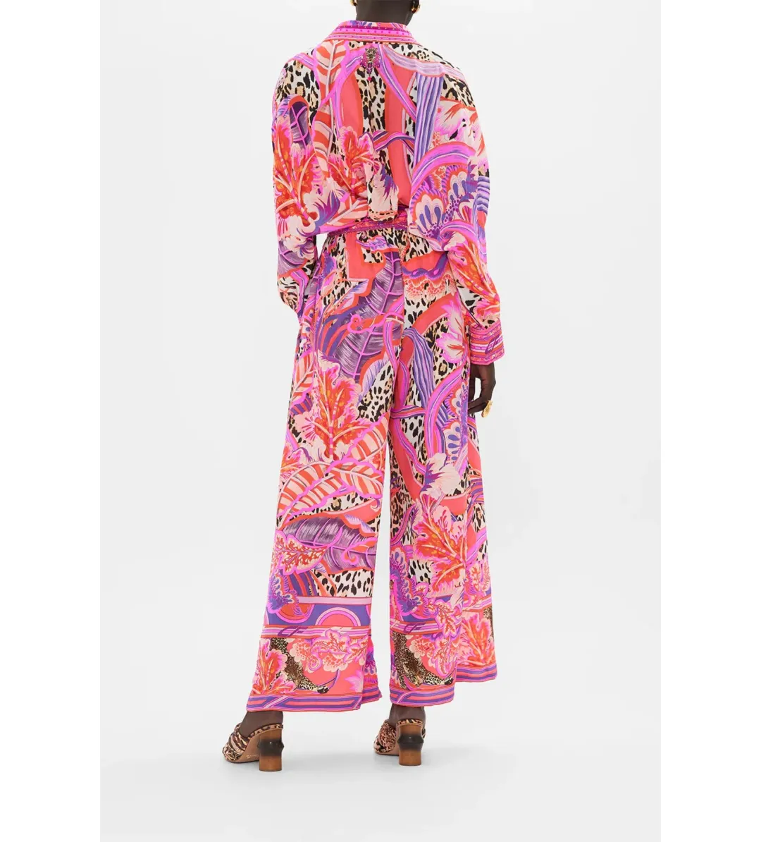 Camilla Viola Vintage Wing Collar Blouse Size XL AU 16 and Tuck Front Pant Size XXL AU 18 Set Multi Print for rent on The Volte - main image