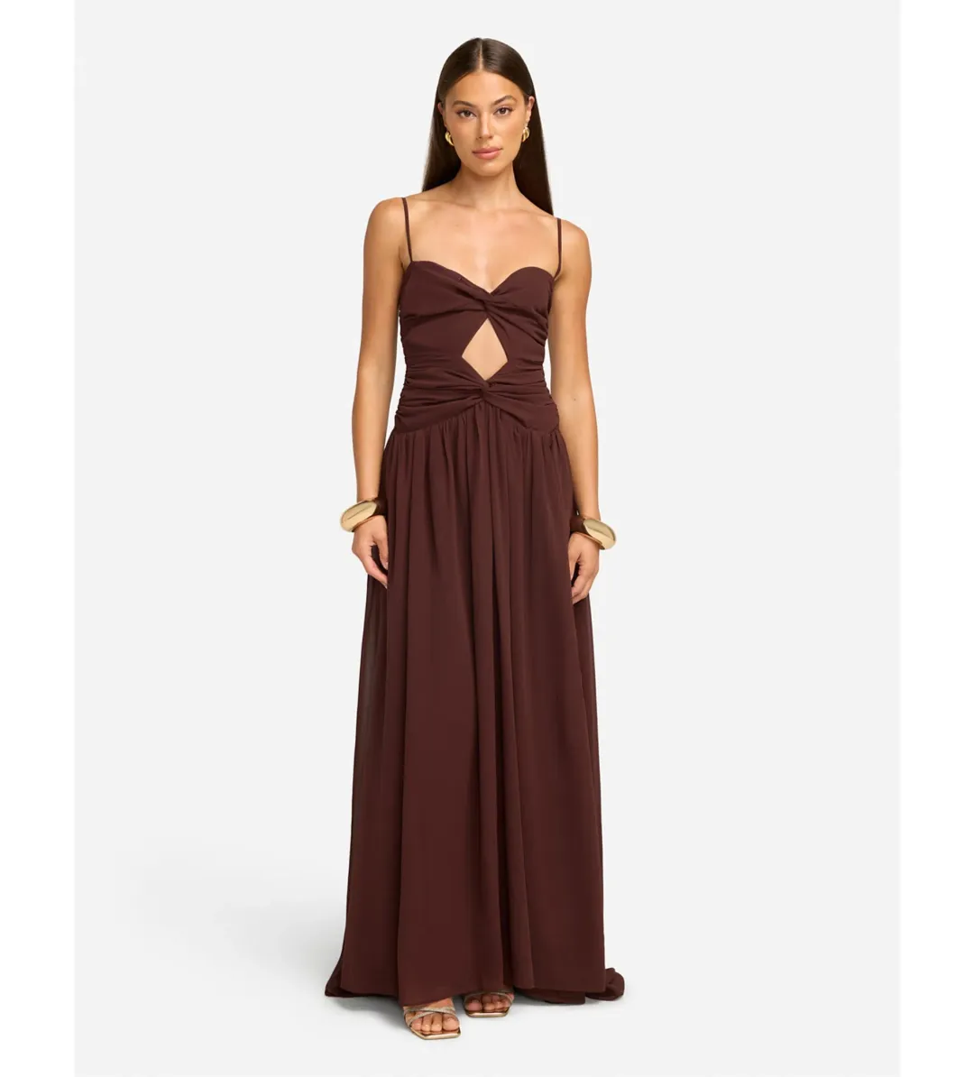Runaway The Label Camille Maxi Dress in Brown Size XS/ AU 6 for rent on The Volte - main image