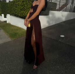 Runaway The Label Camille Maxi Dress in Brown Size XS/ AU 6 for rent on The Volte - image 3
