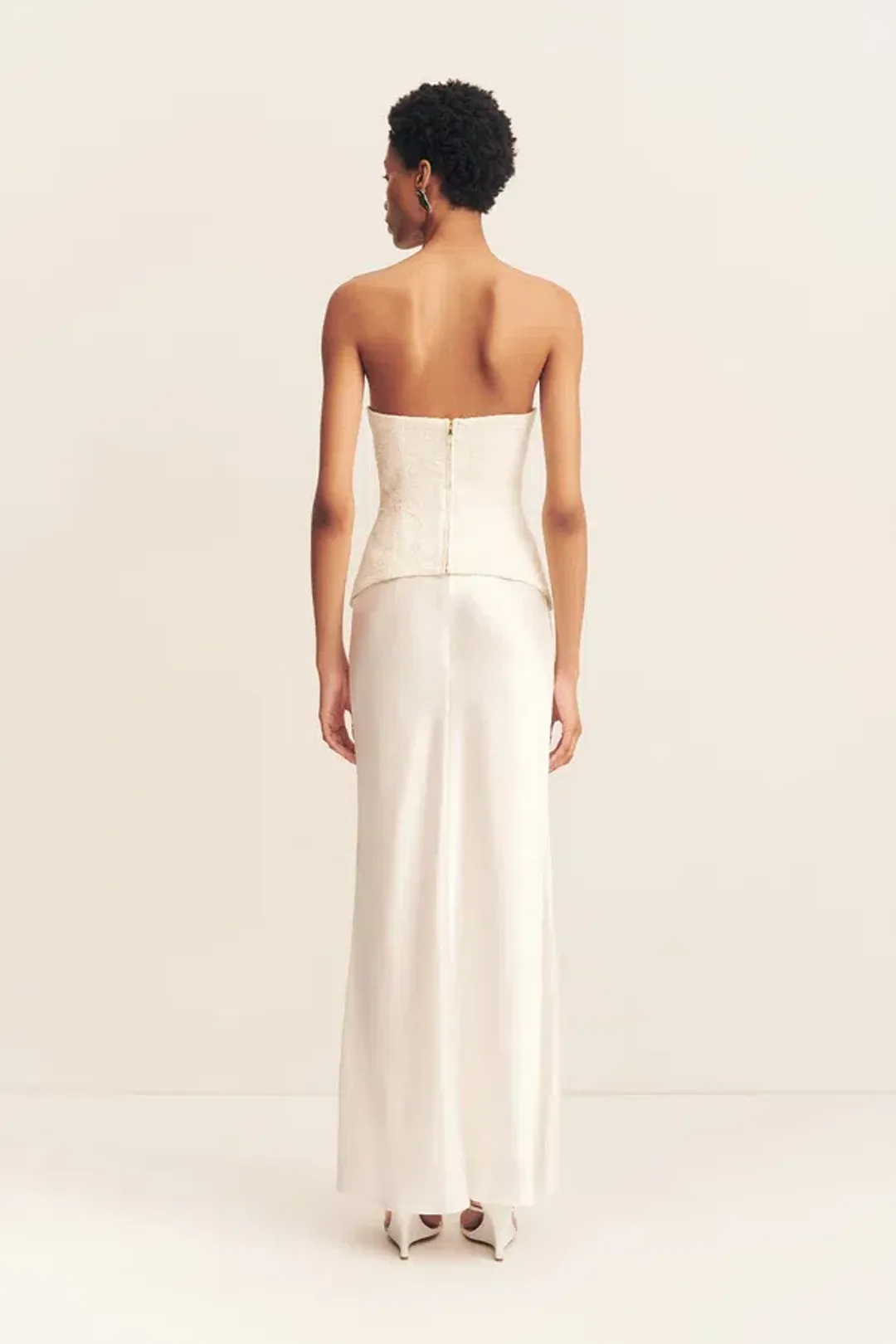 Shona Joy luminous lace strapless bustier - ivory for rent on The Volte - main image