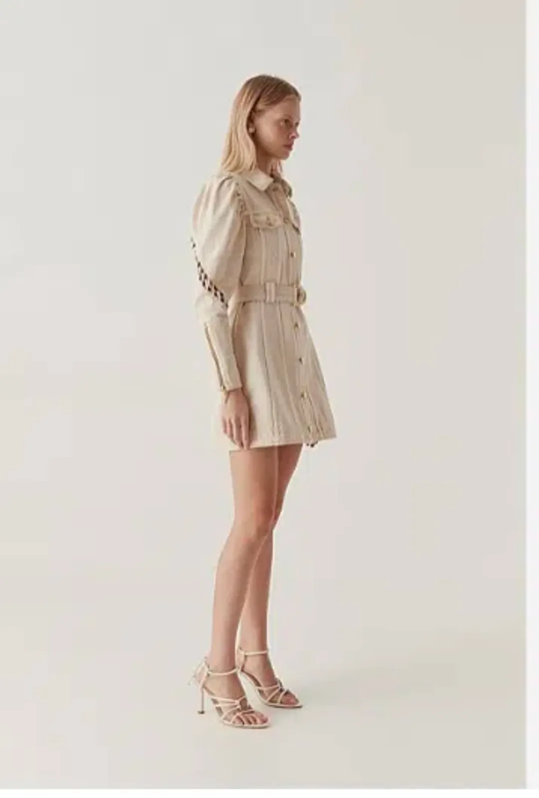 Aje Effie Braided Denim Dress Mini Size 6 for rent on The Volte - main image
