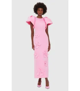 Leo Lin Lucinda Floral Applique Maxi Dress in Baby Pink Size AU 10 for rent on The Volte - image 1