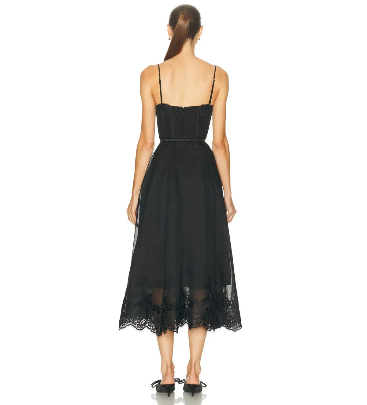 Zimmermann Hypnotic Lace Trim Gown Black Size 1 AU 10 - Image 4