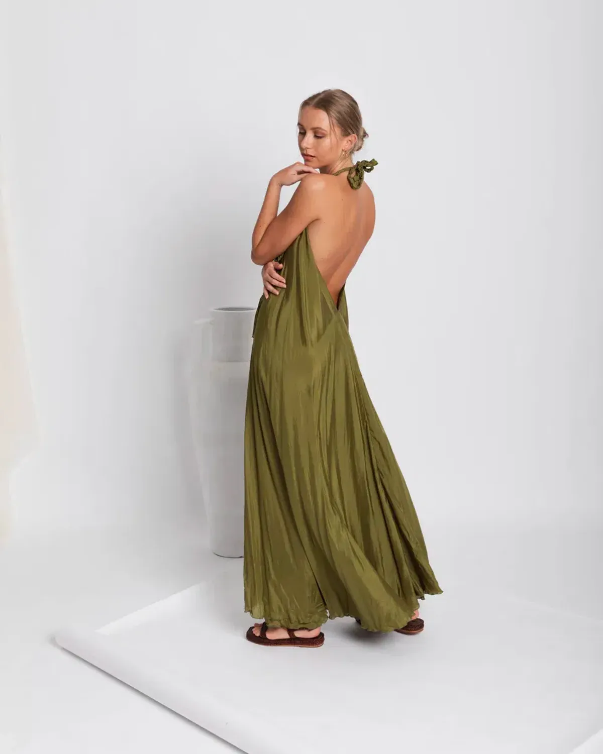 Lisa Brown Poppy Silk Maxi Dress One Size - Image 2