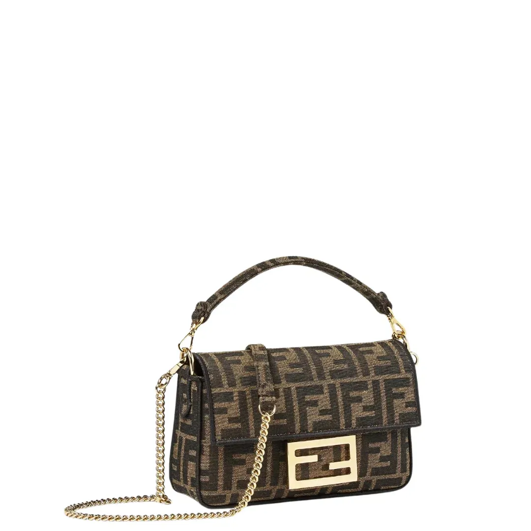 Fendi Baguette Mini Brown FF Jacquard for rent on The Volte - main image
