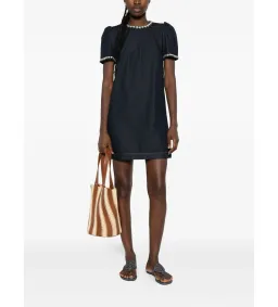 Zimmermann Embellished Denim Mini Dress in Black Size 2/AU 12 for rent on The Volte - image 1