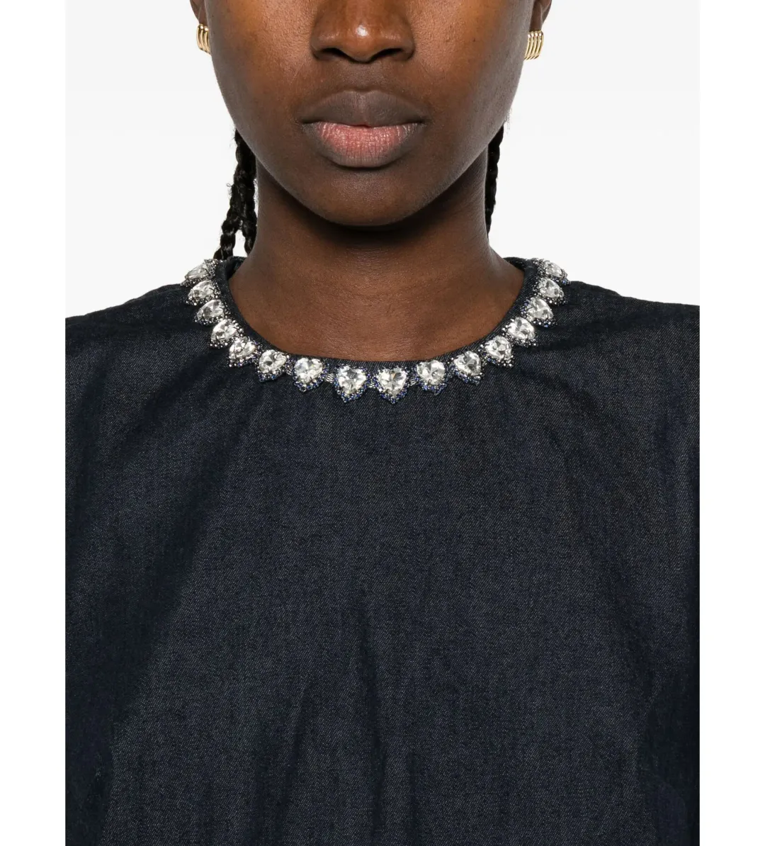 Zimmermann Embellished Denim Mini Dress in Black Size 2/AU 12 for rent on The Volte - main image