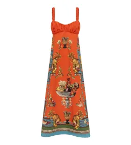 Alemais Rocco Midi Dress in Orange Print Size AU 14 for rent on The Volte - image 1