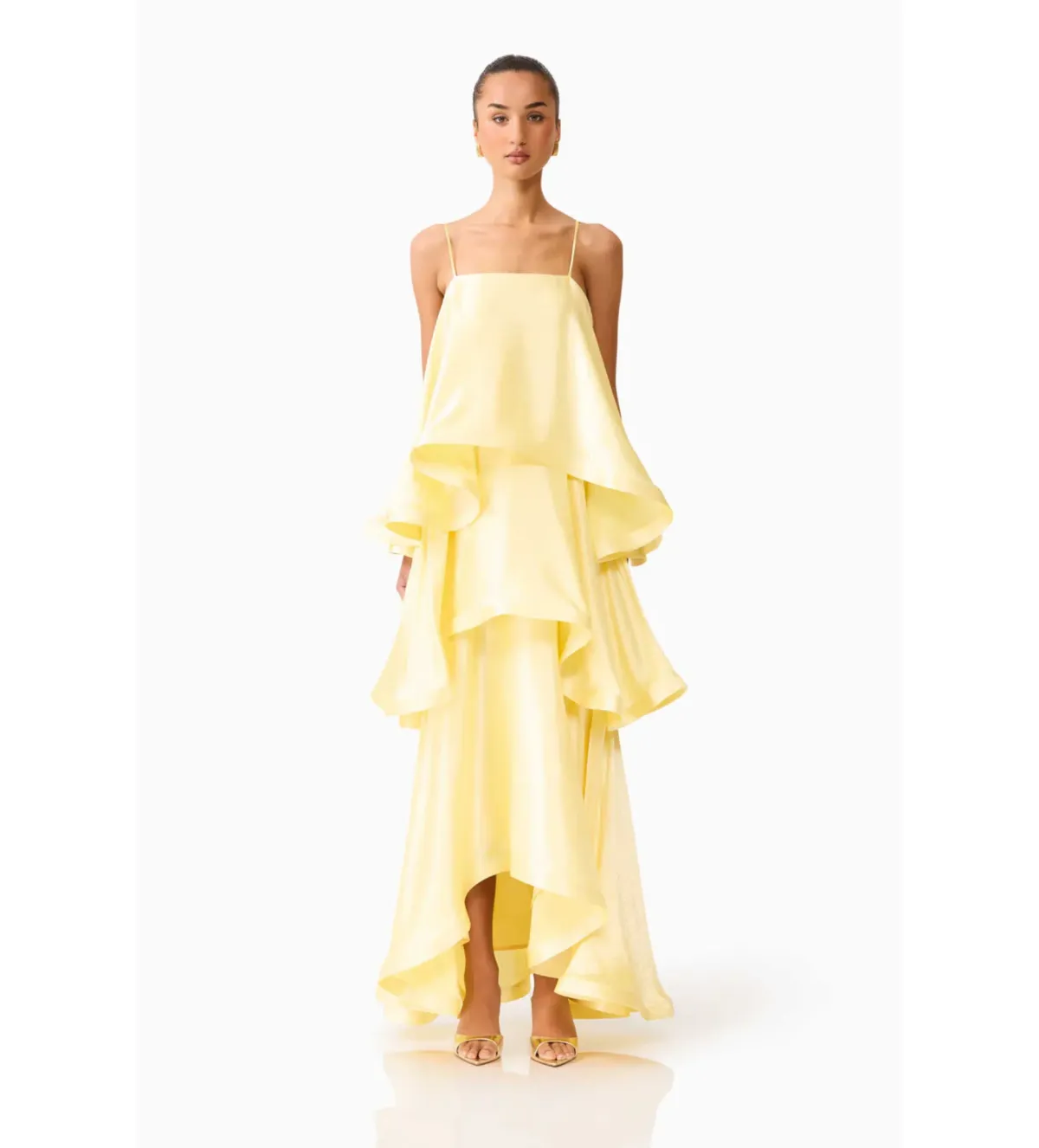 Elliatt Tilly Tiered Maxi Dress Butter Yellow Size M/AU 10 for rent on The Volte - main image