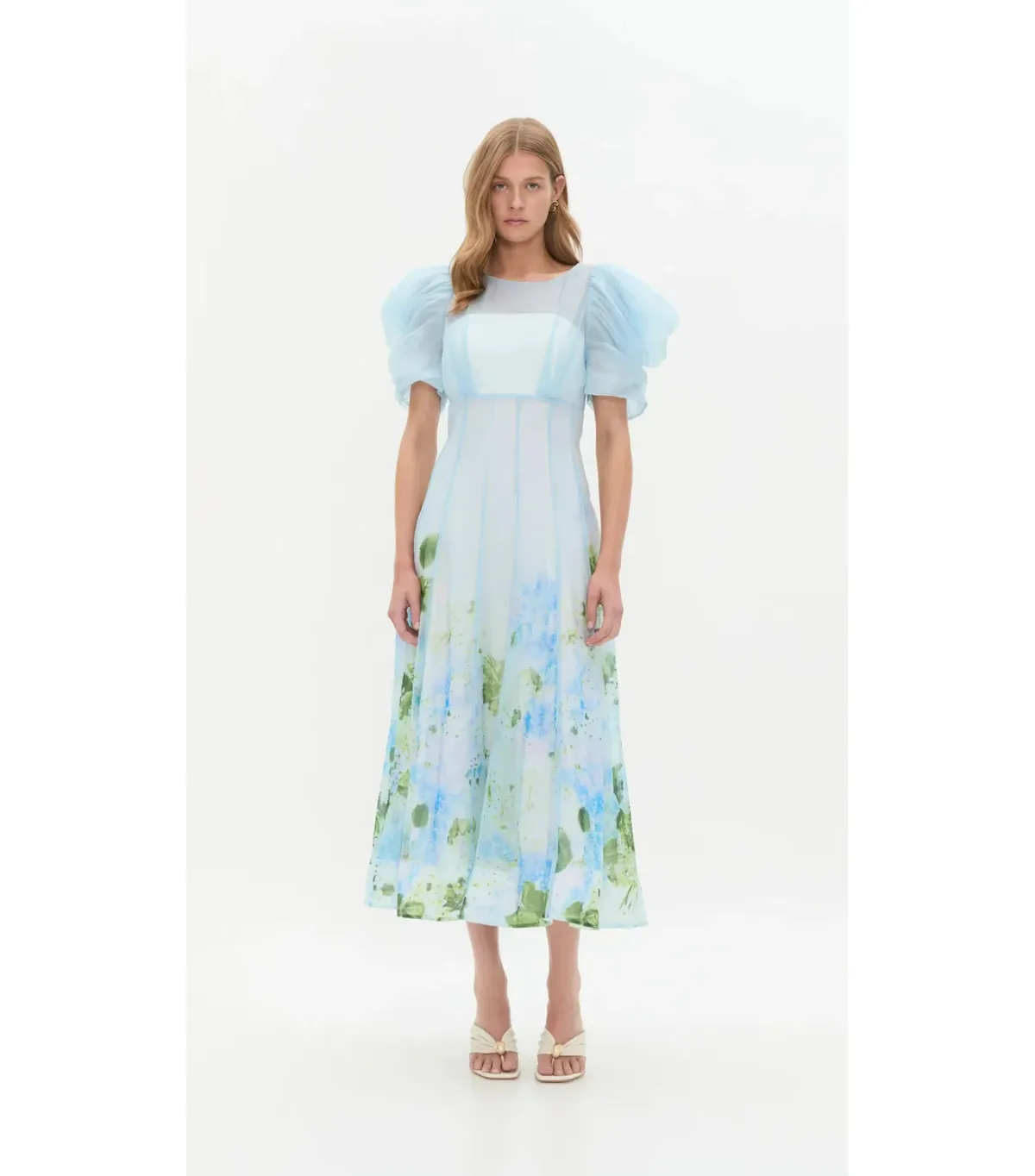 Aje Clementine Midi Dress in Blue Hydrangea Size AU 10 for rent on The Volte - main image