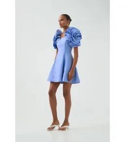 Aje Twyla Mini Dress in Oyster Blue Size AU 8 for rent on The Volte - image 2