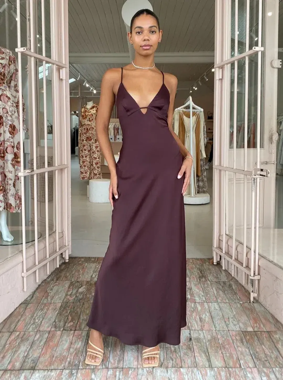 Manning Cartell Time To Shine Slip Dress in Truffle Size AU6 for rent on The Volte - main image