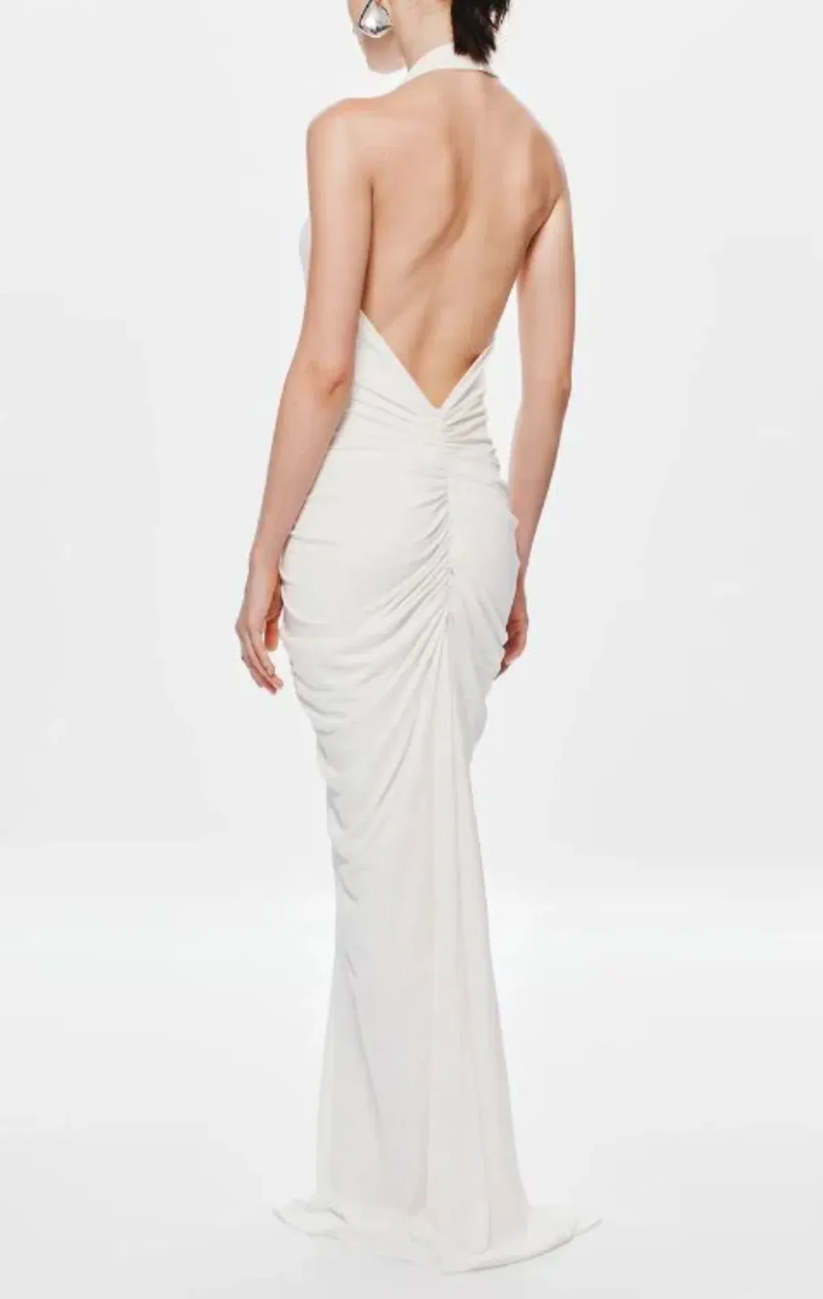 Misha The Venus Gathered Cupro Dress Ivory Size Xs/Au 6 - Image 6