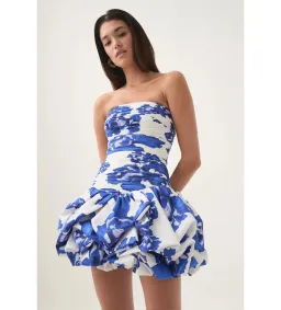 Aje Bubble Mini Dress Boldly Blooming Cobalt Size 8 for rent on The Volte - image 2