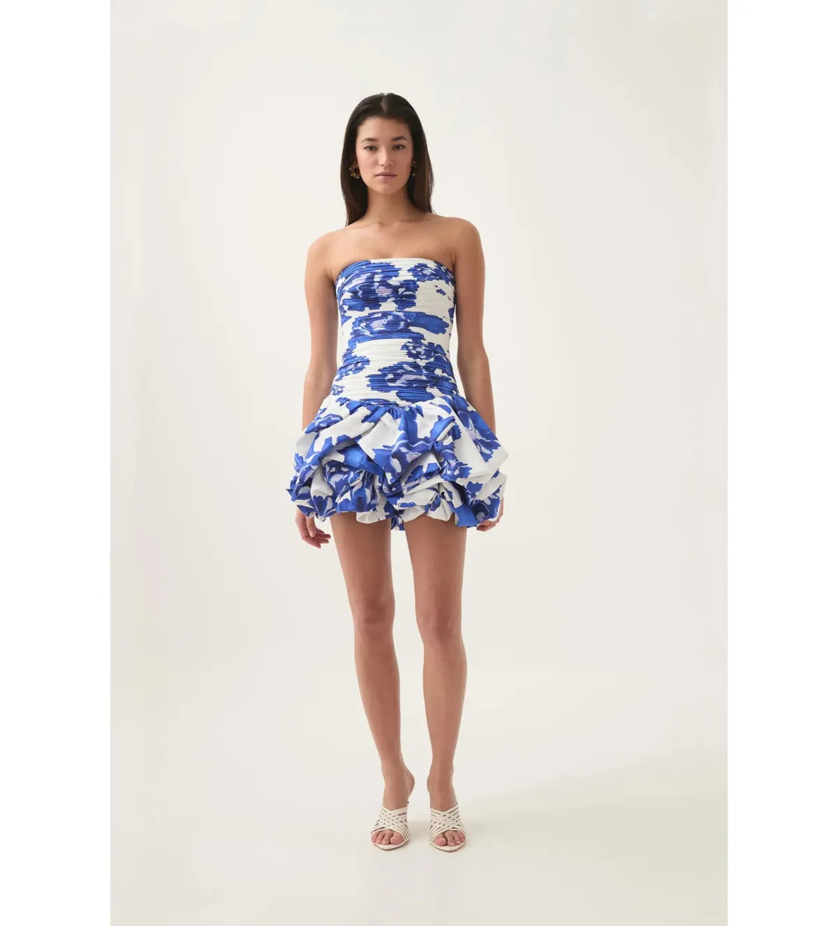 Aje Bubble Mini Dress Boldly Blooming Cobalt Size 8 for rent on The Volte - main image