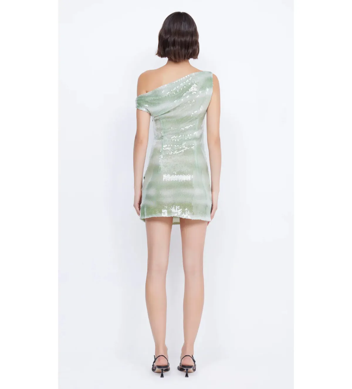 Bec & Bridge Brydie Asym Mini Dress in Mint Sequin Size AU10 - Image 3
