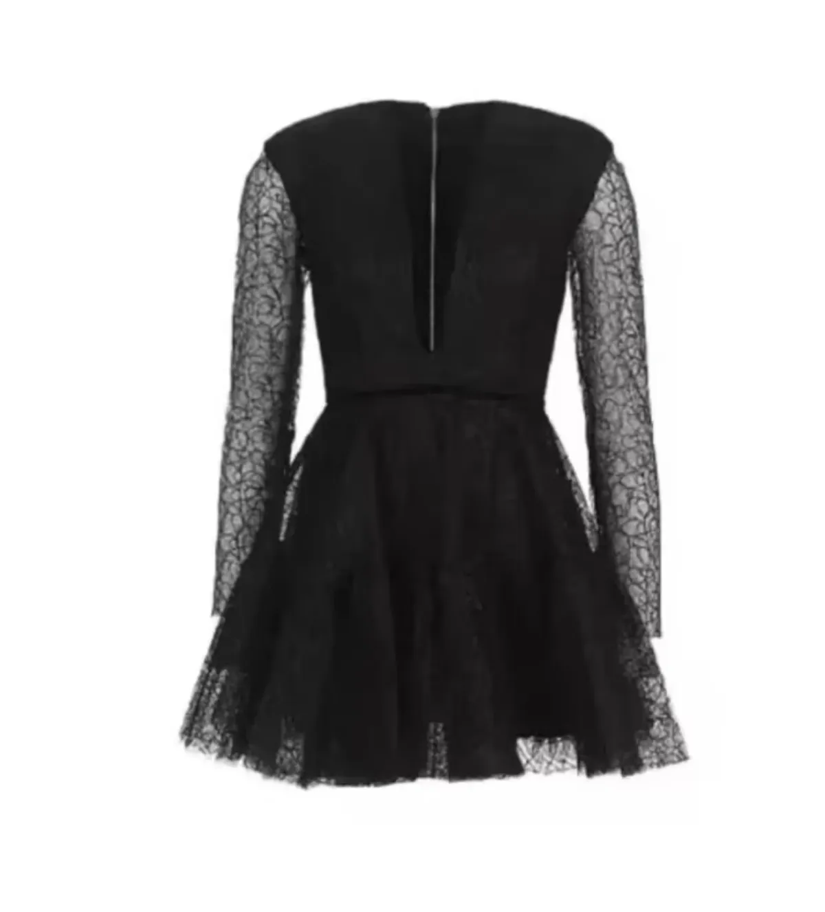 Alex Perry Diana Black Tulle Long Sleeve Mini Dress in Black Tulle Size AU 4 - Image 4