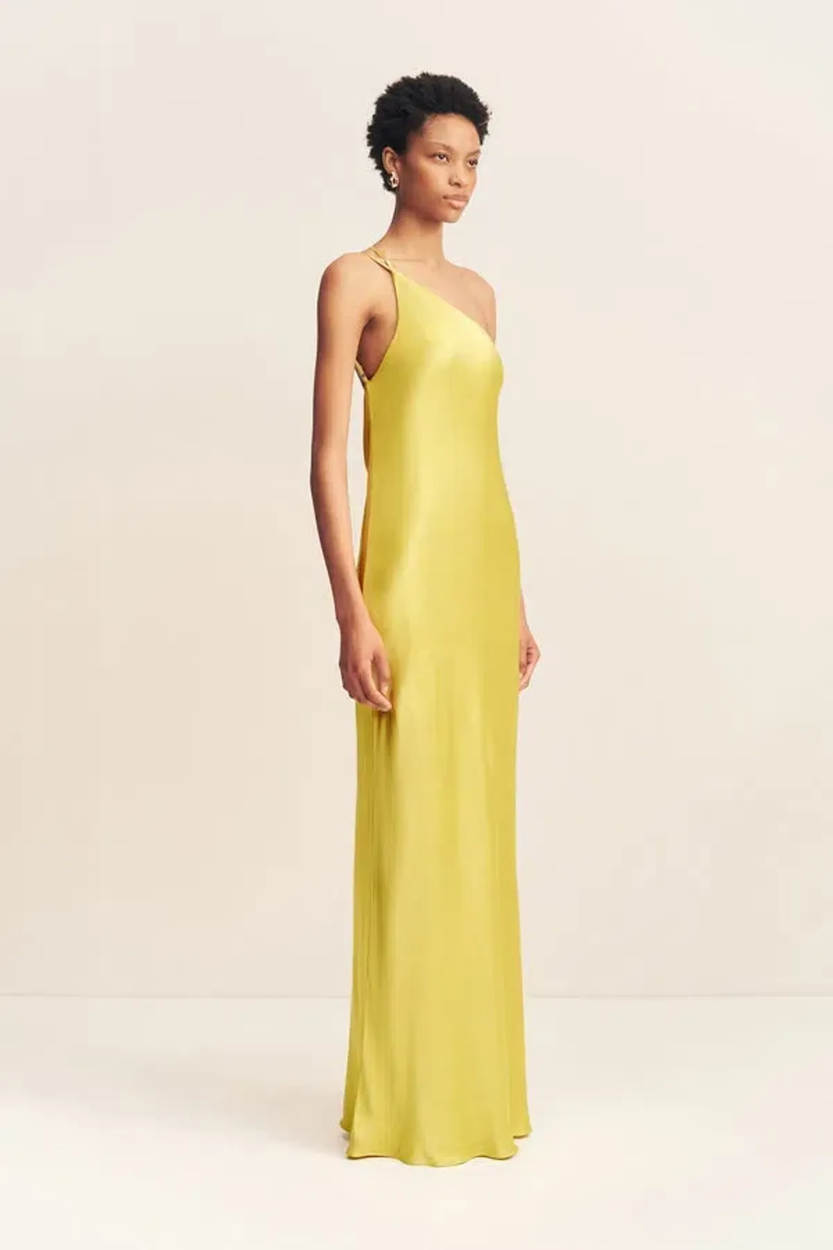 Shona Joy Sofia One Shoulder Cowl Maxi Dress Lime Size 8 - Image 2