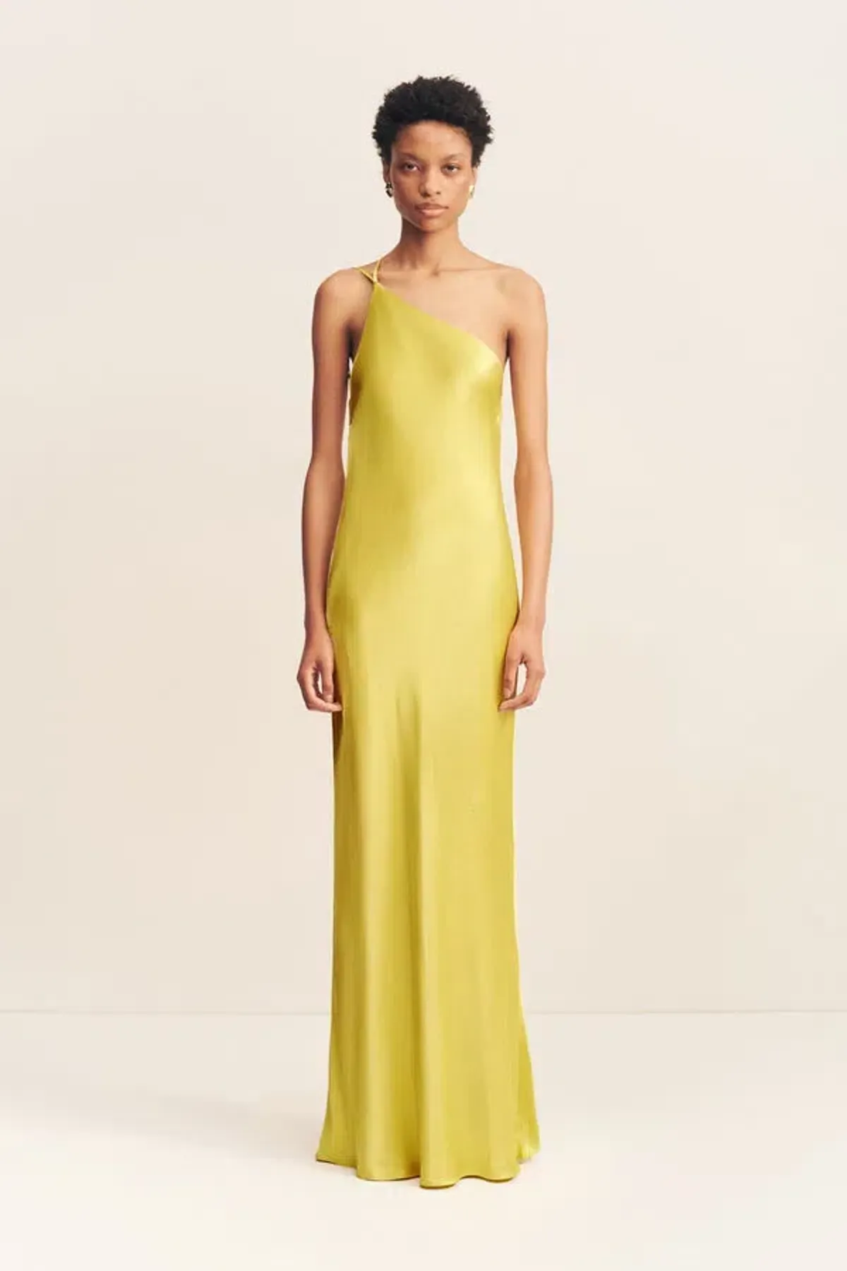 Shona Joy Sofia One Shoulder Cowl Maxi Dress Lime Size 8 for rent on The Volte - main image