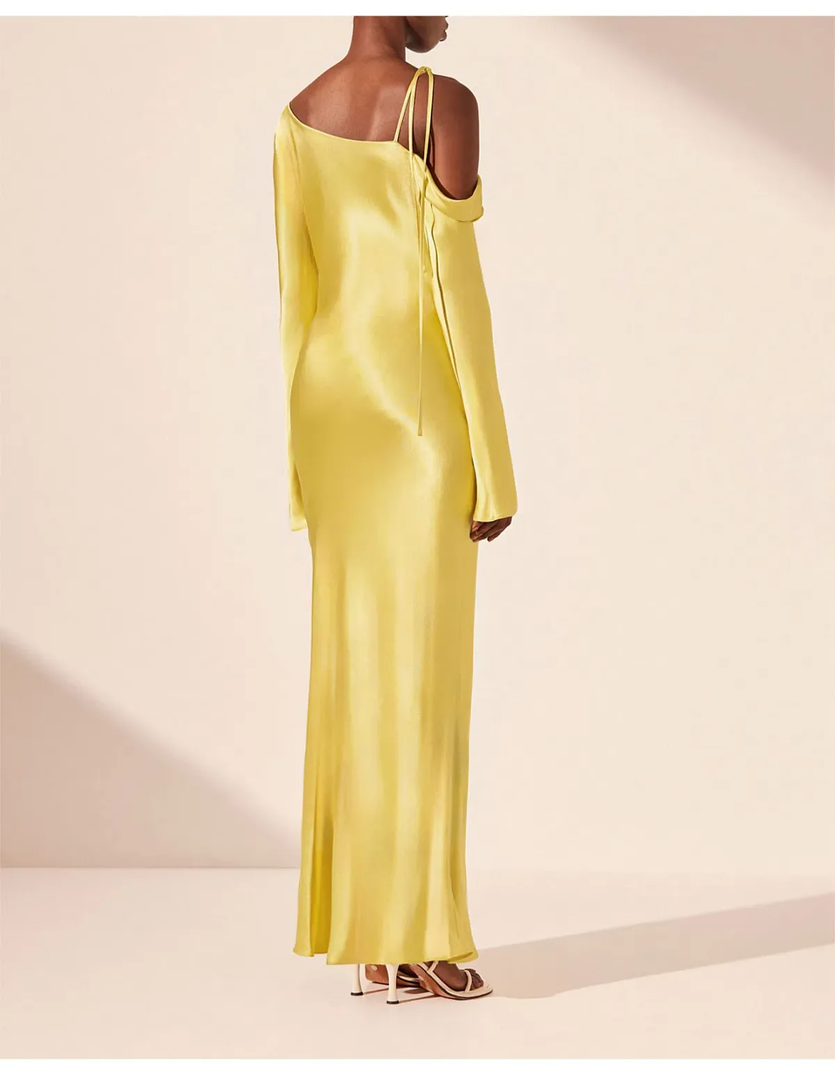 Shona Joy Sofia Asymmetrical Long Sleeve Maxi Dress Lime Size 8 - Image 2