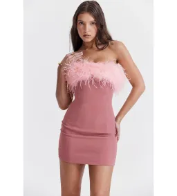 House Of Cb Alexa Warm Mini Dress Size Pink Feather XS/ AU 6 for rent on The Volte - image 3