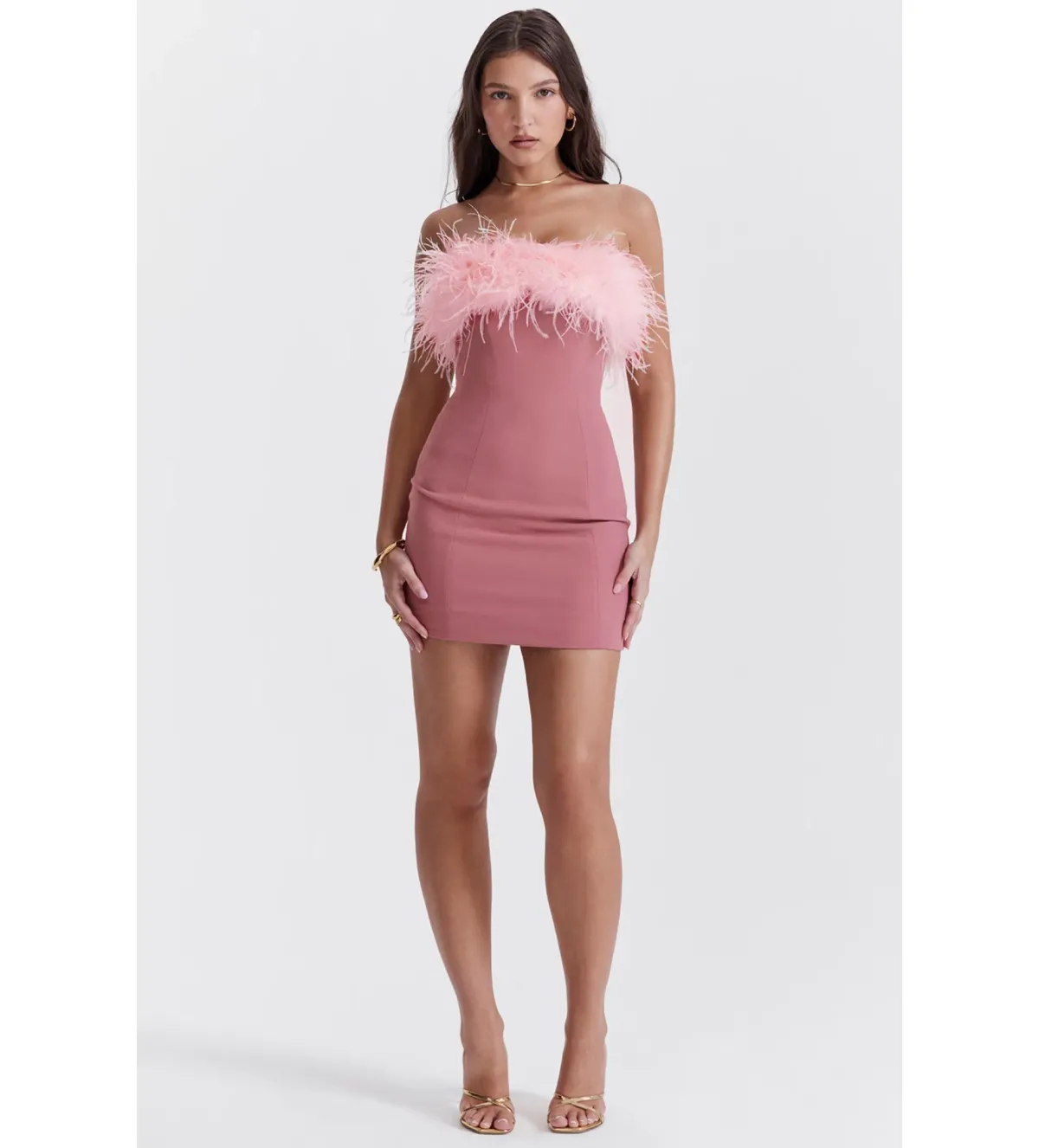 House Of Cb Alexa Warm Mini Dress Size Pink Feather XS/ AU 6 - Image 1