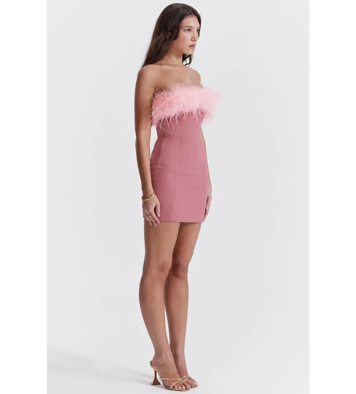 House Of Cb Alexa Warm Mini Dress Size Pink Feather XS/ AU 6 - Image 5
