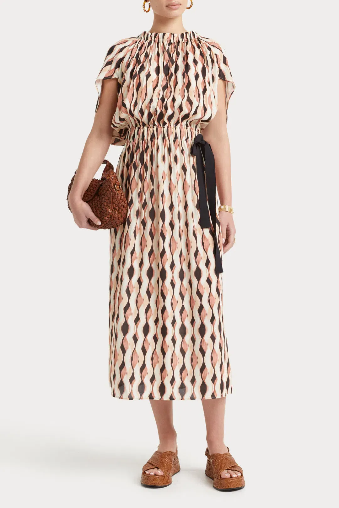 Husk Florence Print Midi Dress in Brown Size M/AU 10 for rent on The Volte - main image