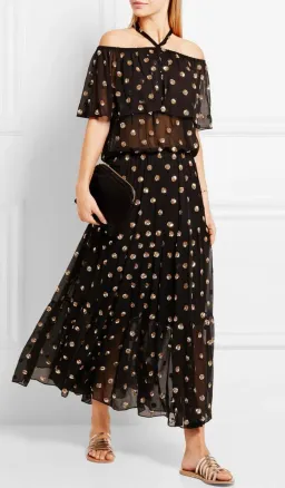 TEMPERLEY LONDON Jolie Sequin Embellished Georgette Maxi Dress Black, Size 8 for rent on The Volte - image 1