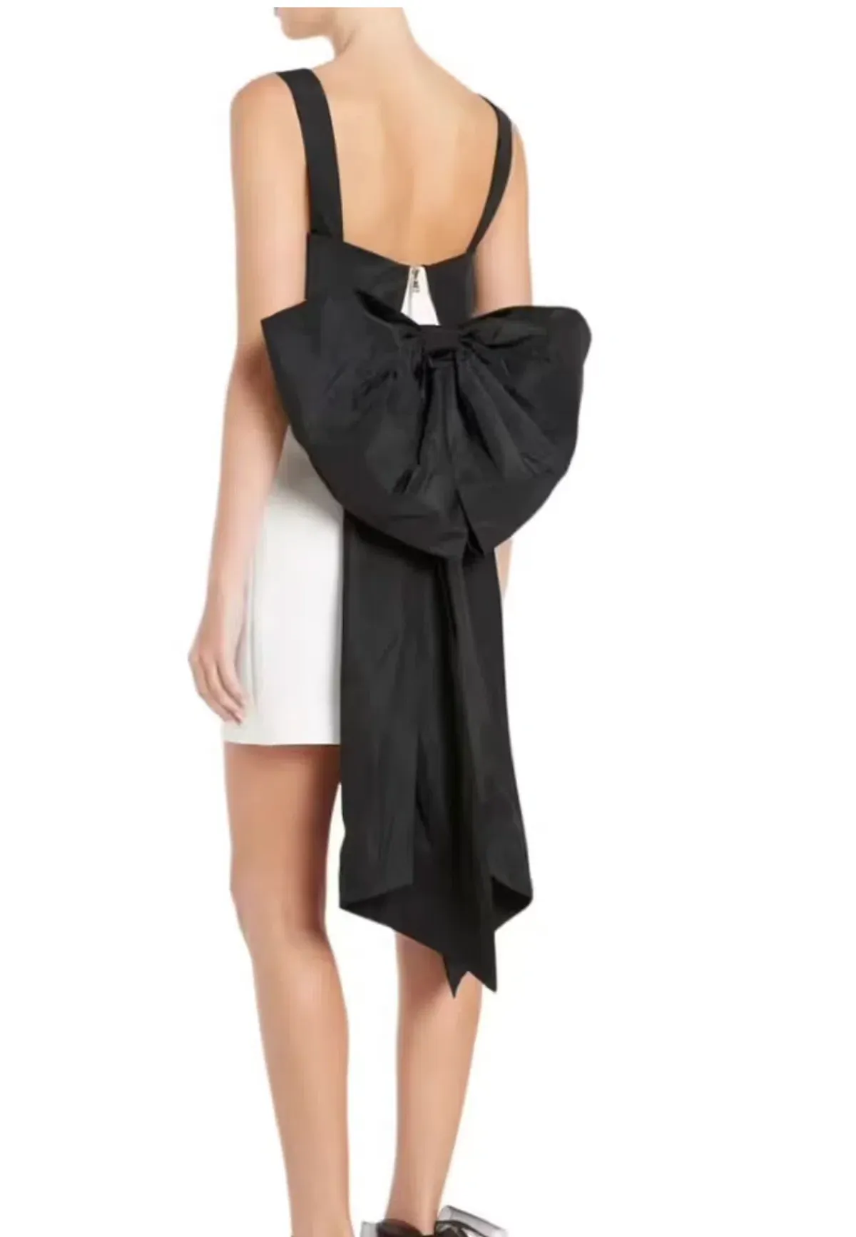 Rebecca Valance - Hepburn Bow Mini Dress White/Black - Size 8 - Image 2