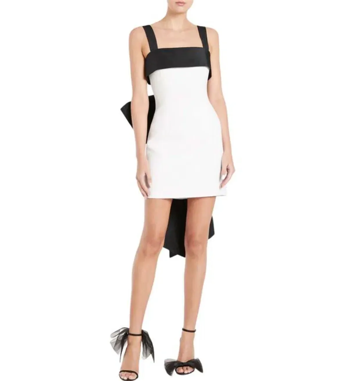 Rebecca Valance - Hepburn Bow Mini Dress White/Black - Size 8 - Image 1