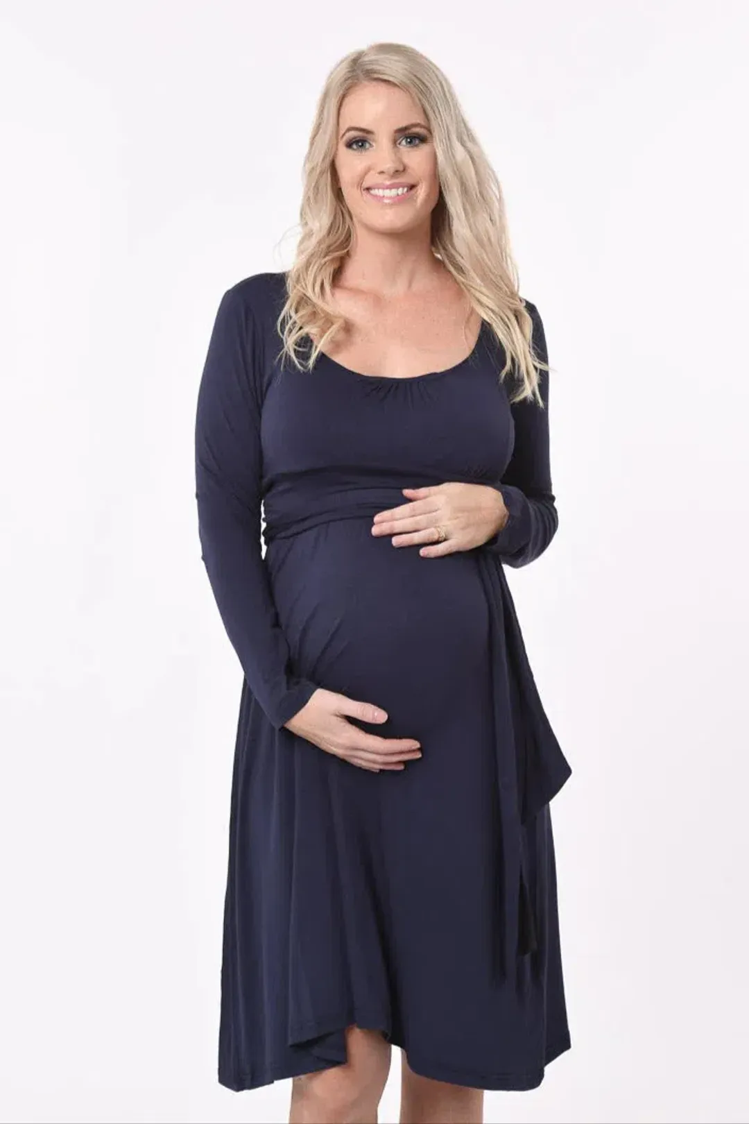 Meamama Navy Long Sleeve Bella Maternity Dress Navy Size 14 for rent on The Volte - main image