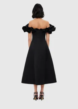 Leo Lin Annie Off Shoulder Frill Midi Dress Black Size 10 for rent on The Volte - image 2