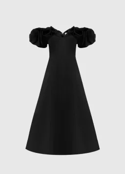 Leo Lin Annie Off Shoulder Frill Midi Dress Black Size 10 for rent on The Volte - image 3