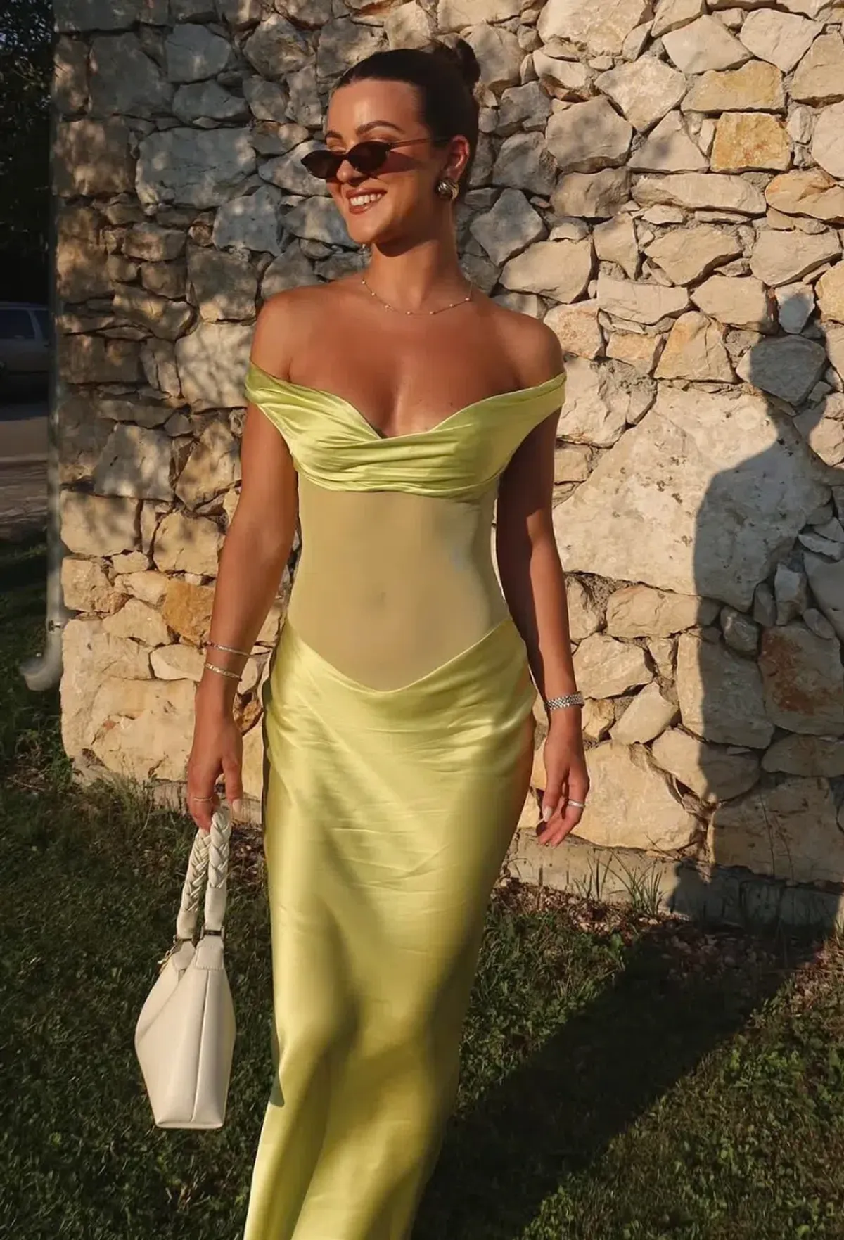 Natalie Rolt Gwynetth Gown Maxi Dress in Chartreuse Size S/AU 8 - Image 1