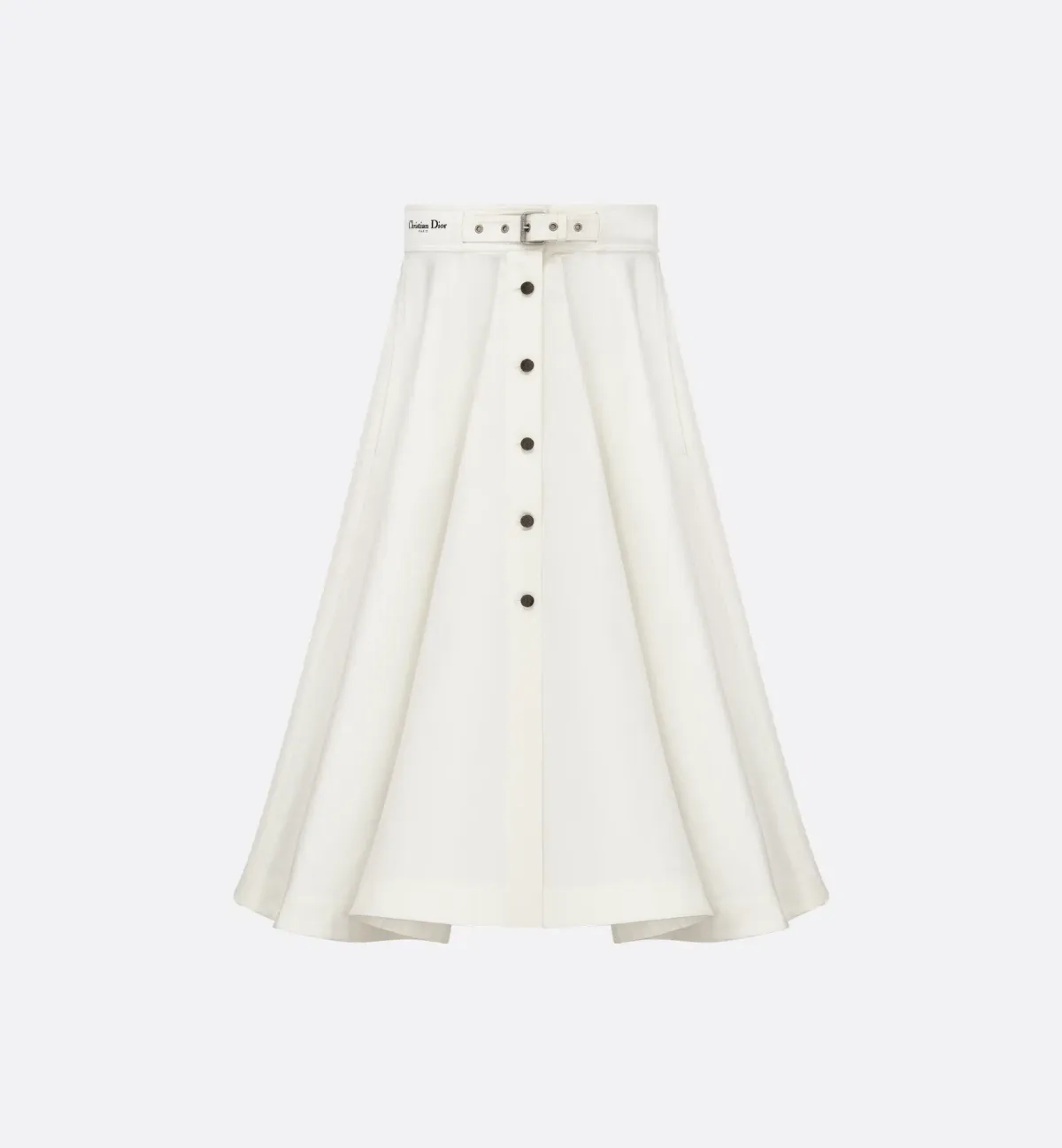 Dior Mid-Length Belted Skirt Ecru Cotton Gabardine Size 10 for rent on The Volte - main image