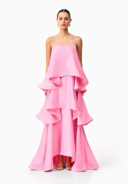 Elliatt Tilly Tiered Maxi Dress in Pink Size XS/ AU 6 for rent on The Volte - image 2