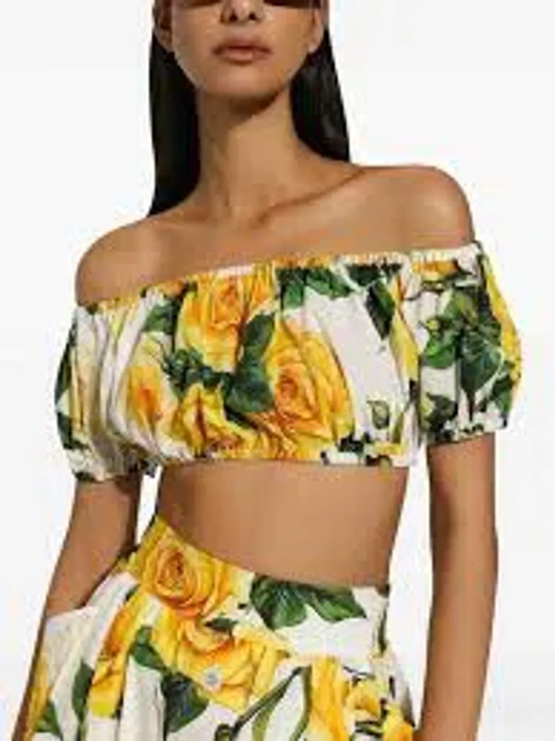 Dolce & Gabbana Multicolored Rose Print Top & Shorts Size 10 for rent on The Volte - main image