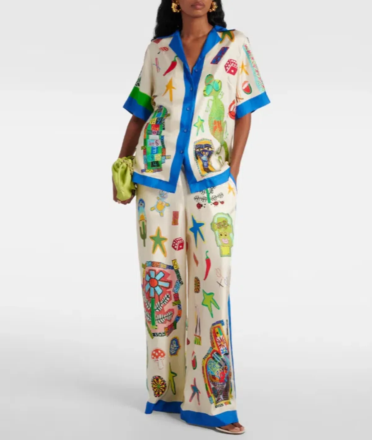 Alemais Rollers Silk Twill Shirt and Pants Multi Size AU 6 - Image 1