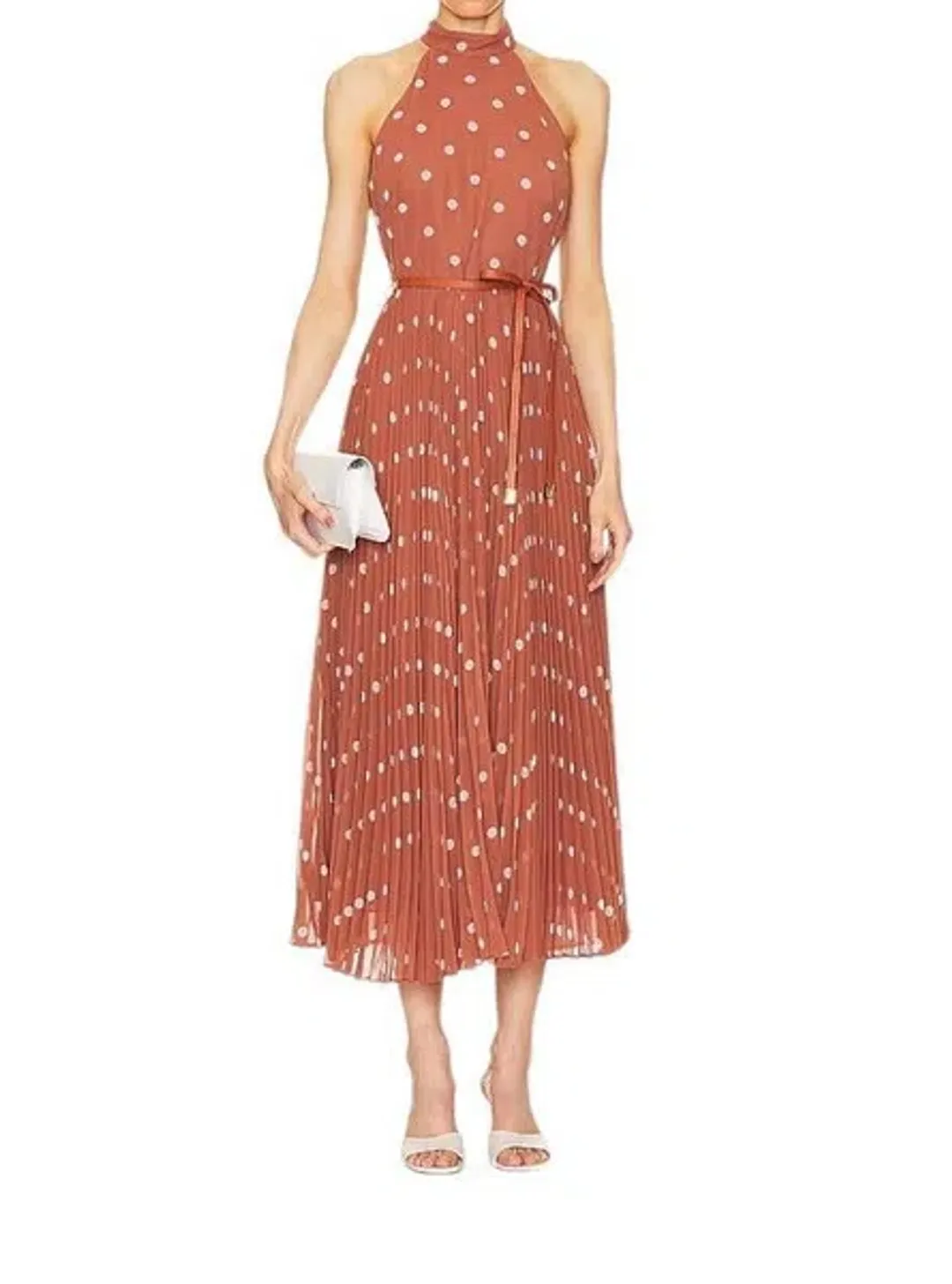 Zimmermann Sunray Picnic Dress Aragon/Cream Polka Dot, Leather Tie Belt Size 4/AU16 for rent on The Volte - main image