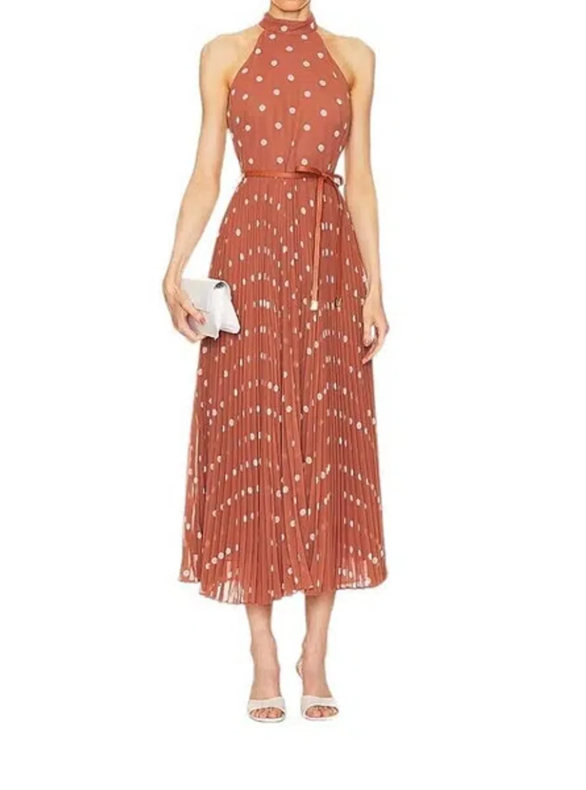 Zimmermann Sunray Picnic Dress Aragon/Cream Polka Dot, Leather Tie Belt Size 4/AU16 for rent on The Volte - main image