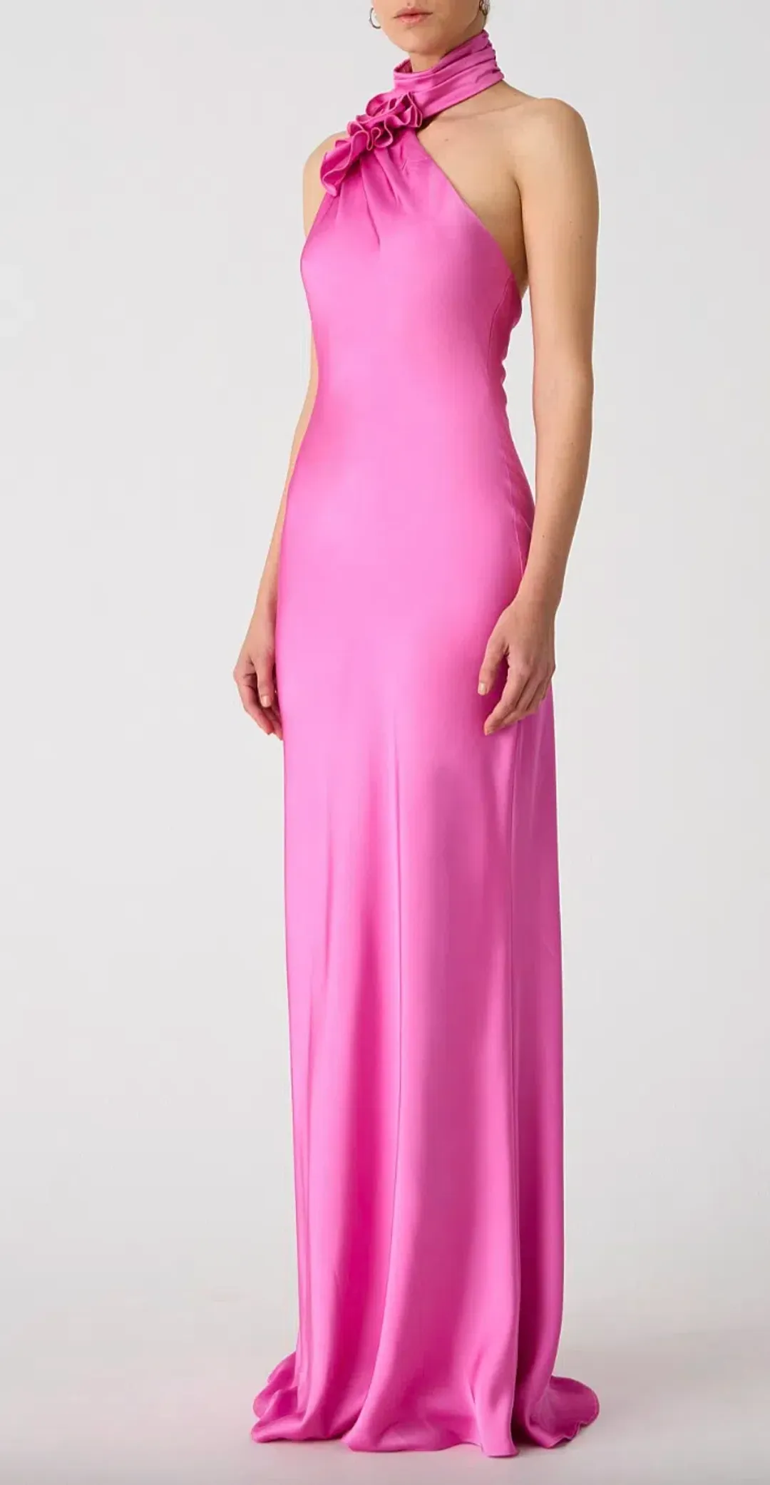 MISHA Teresa Rosette Detail Satin Gown Size 8 for rent on The Volte - main image
